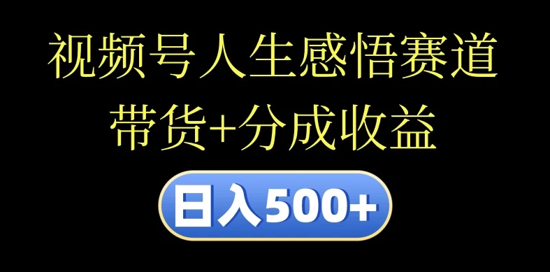 视频号人生感悟赛道，带货+分成收益，日入500+，10分钟做一个视频-轻创副业圈