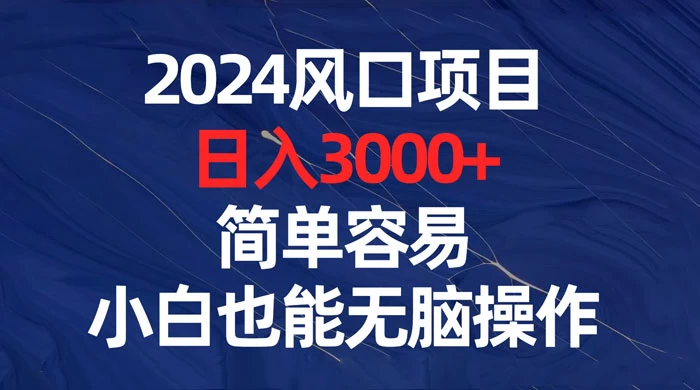2024 风口项目，日入 3000+，简单容易，小白也能无脑操作-轻创副业圈
