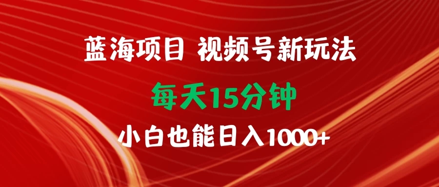 蓝海项目视频号新玩法 每天15分钟 小白也能日入1000+-轻创副业圈