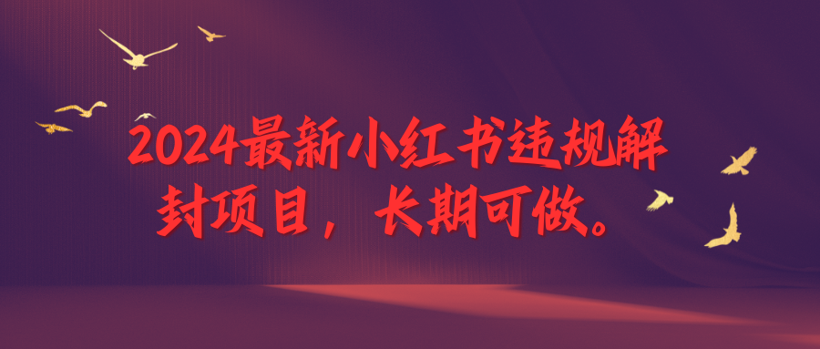 2024最新小红书违规解封项目，一个可以做到退休的项目-轻创副业圈
