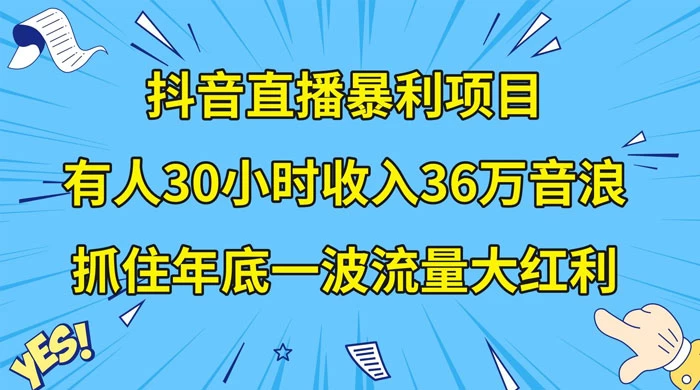 抖音直播暴利项目，有人 30 小时收入 36 万音浪，公司宣传片年会视频制作，抓住年底一波流量大红利-轻创副业圈
