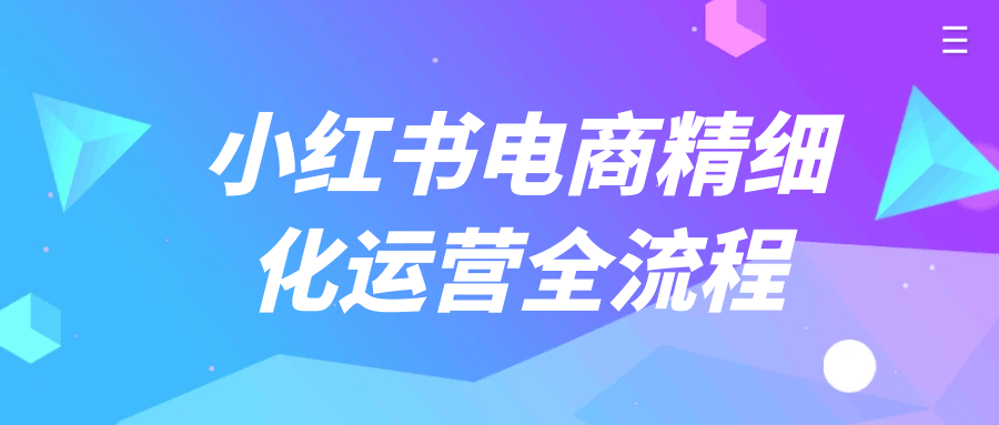 小红书电商精细化运营全流程-轻创副业圈