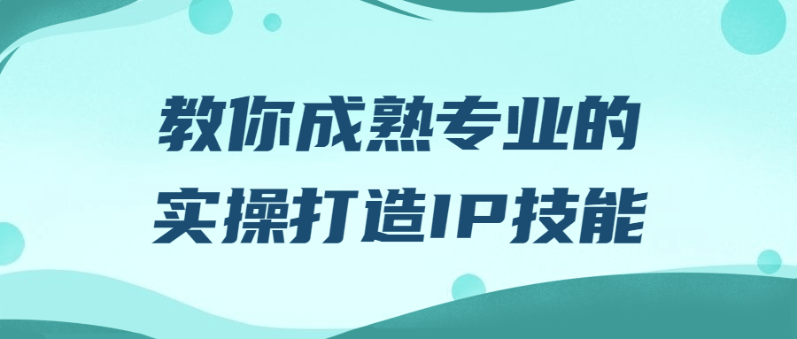 教你成熟专业的实操打造IP技能-轻创副业圈