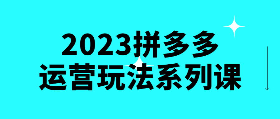 2023拼多多运营玩法系列课-轻创副业圈