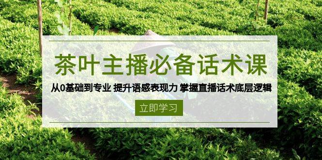 茶叶主播必备话术课 从0基础到专业 提升语感表现力 掌握直播话术底层逻辑-轻创副业圈