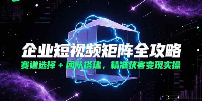 （15242期）企业短视频矩阵全攻略，赛道选择+团队搭建，精准获客变现实操-轻创副业圈