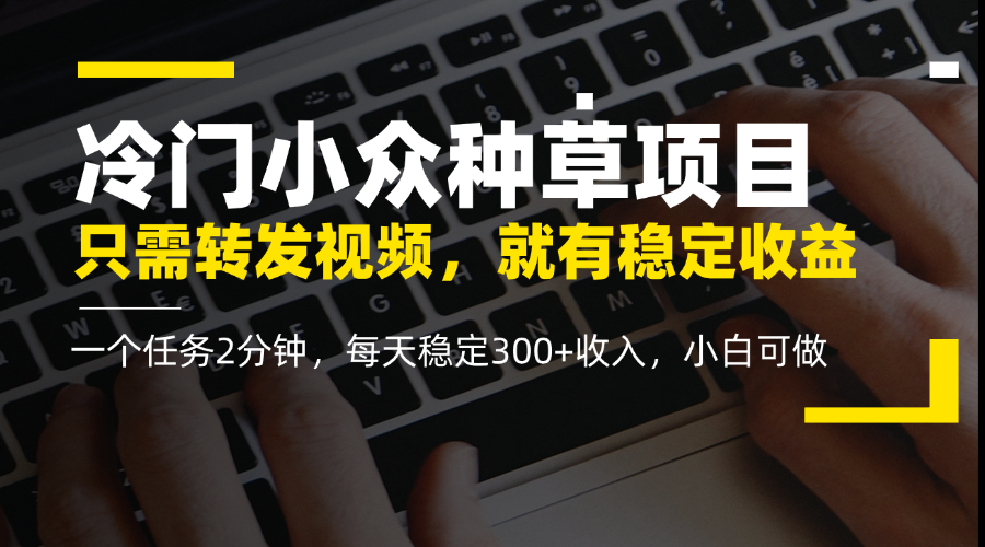 冷门小众种草项目，只需转发视频，每天就有稳定收益，无门槛，每天稳定300+收入，小白可做-轻创副业圈