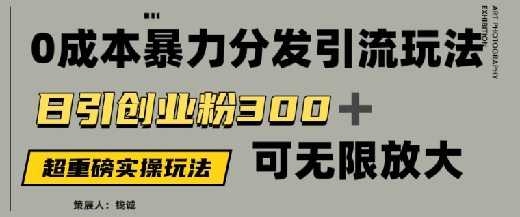 价值5980的0成本暴力引流玩法，日引创业粉300+，可无限放大-轻创副业圈