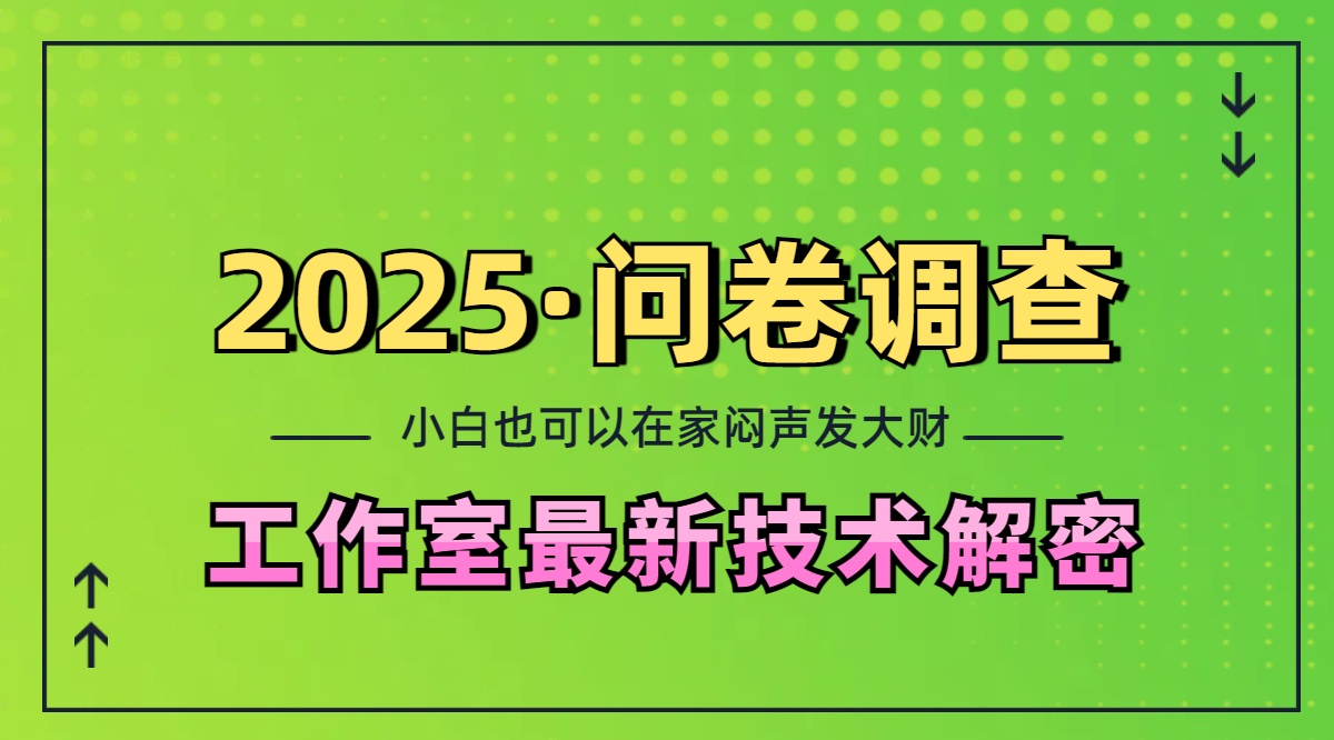 2025《问卷调查》最新工作室技术解密：一个人在家也可以闷声发大财，小白一天200+，可矩阵放大-轻创副业圈
