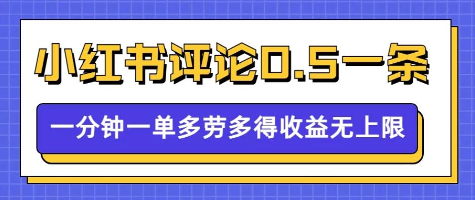小红书留言评论，0.5元/条，一分钟一单，多劳多得，收益无上限-轻创副业圈