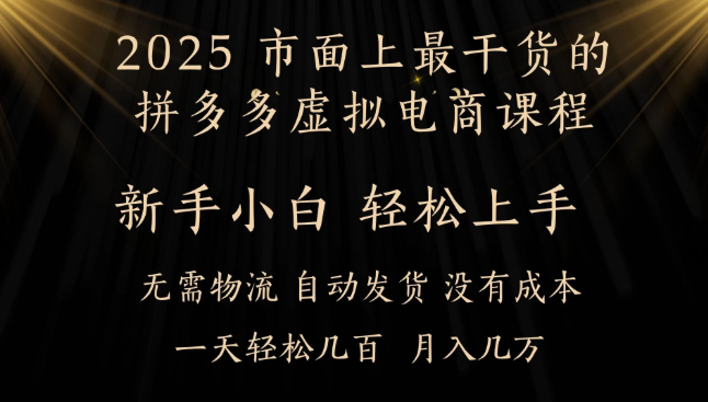 25年最干货的拼多多虚拟电商课程，小白轻松上手，月入过万只是门槛！虚拟电商，如皓月见青天！-轻创副业圈