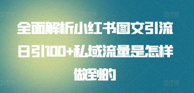 全面解析小红书图文引流日引100私域流量是怎样做到的-轻创副业圈