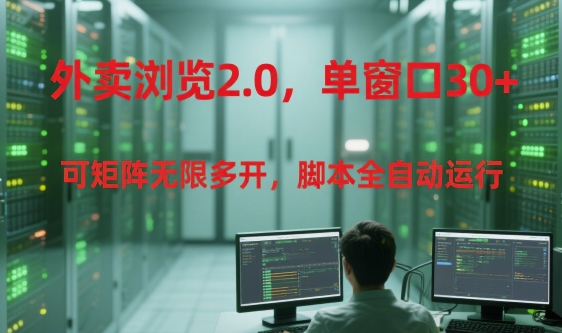 外卖浏览2.0，单窗口30+可矩阵无限多开，脚本全自动运行【揭秘】-轻创副业圈