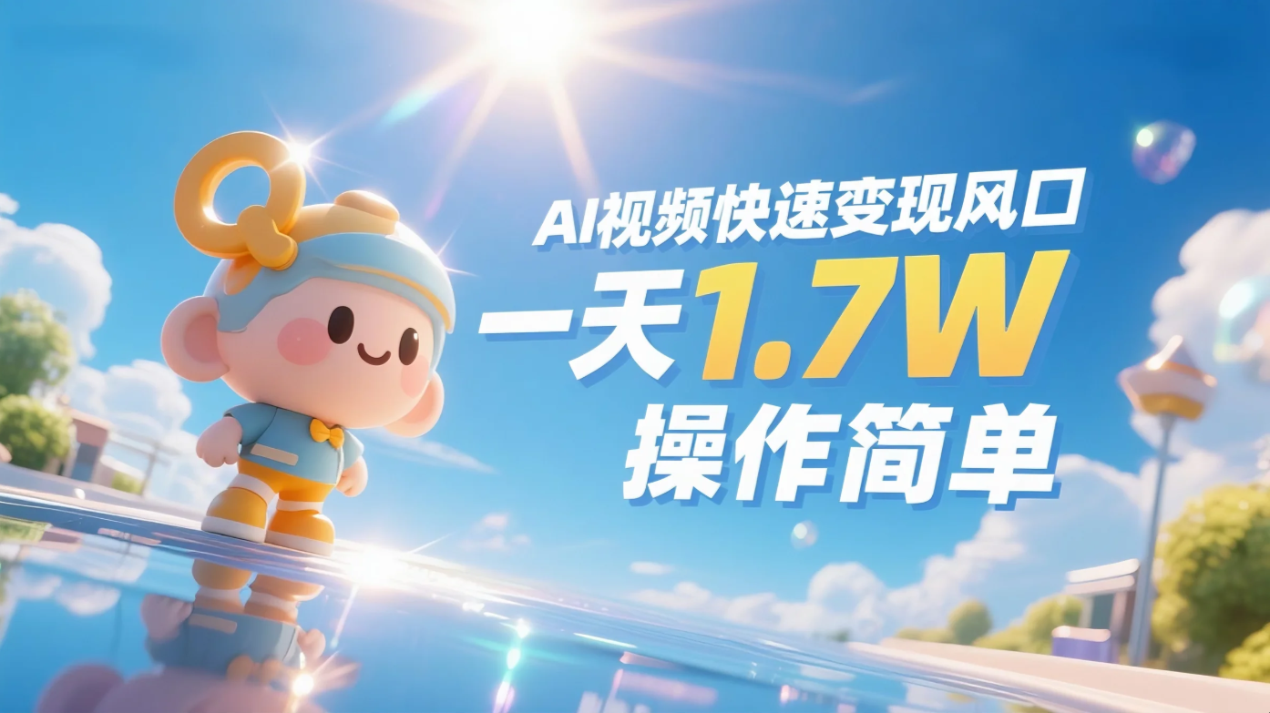 《Ai视频变现风口，一天1.7W，收入无上限，操作简单》-轻创副业圈