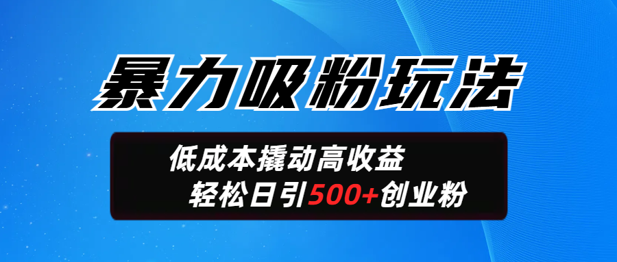暴力吸粉玩法，日引500+精准创业粉，日变现轻松破2000-轻创副业圈