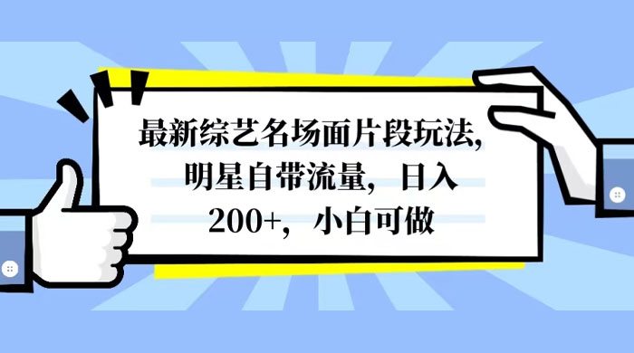 最新综艺名场面片段玩法，明星自带流量，日入200+，小白可做-轻创副业圈