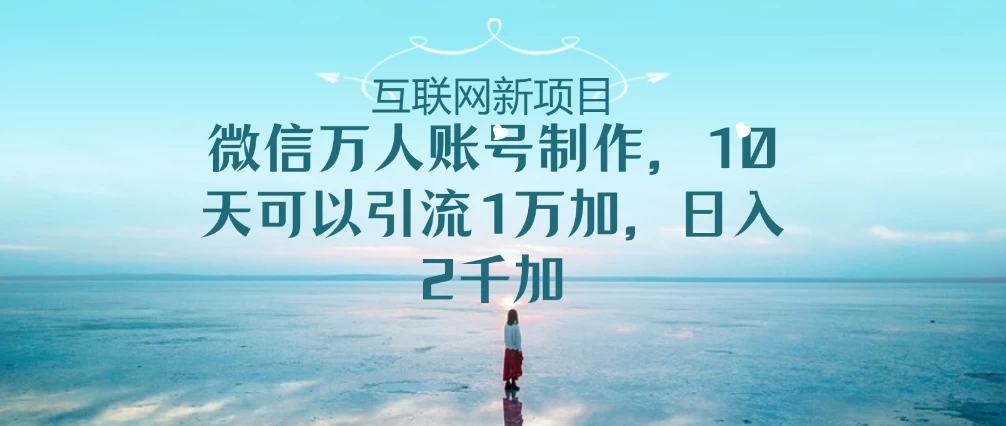微信万人账号，10天可以引流1W+ 日入2千+-轻创副业圈