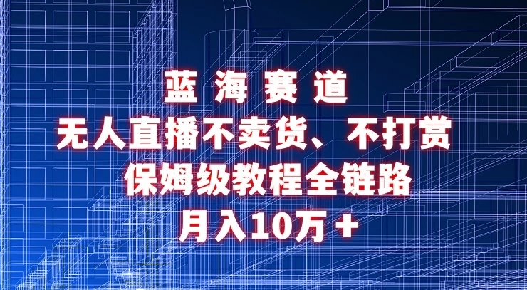 无人直播不卖货、不打赏保姆级教程全链路 月入10万＋-轻创副业圈