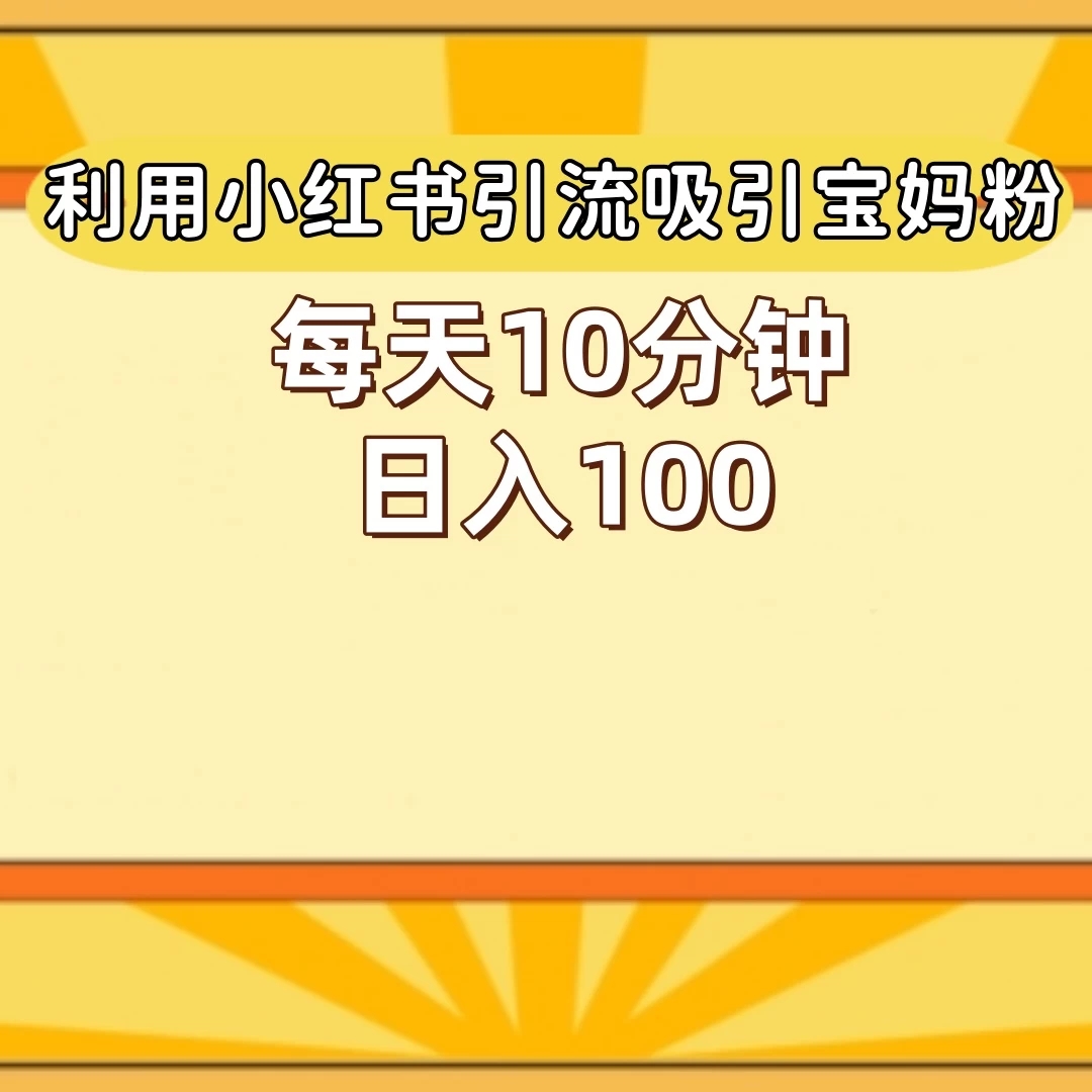 小红书引流吸引宝妈粉，每天10分钟，日入100+-轻创副业圈