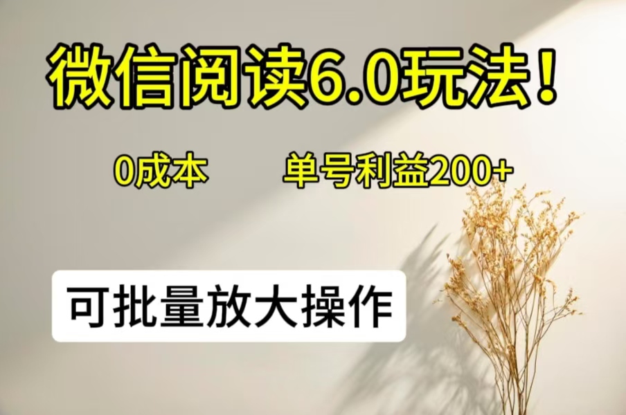 微信阅读6.0玩法！0撸，单号利益200+，可批量放大操作-轻创副业圈
