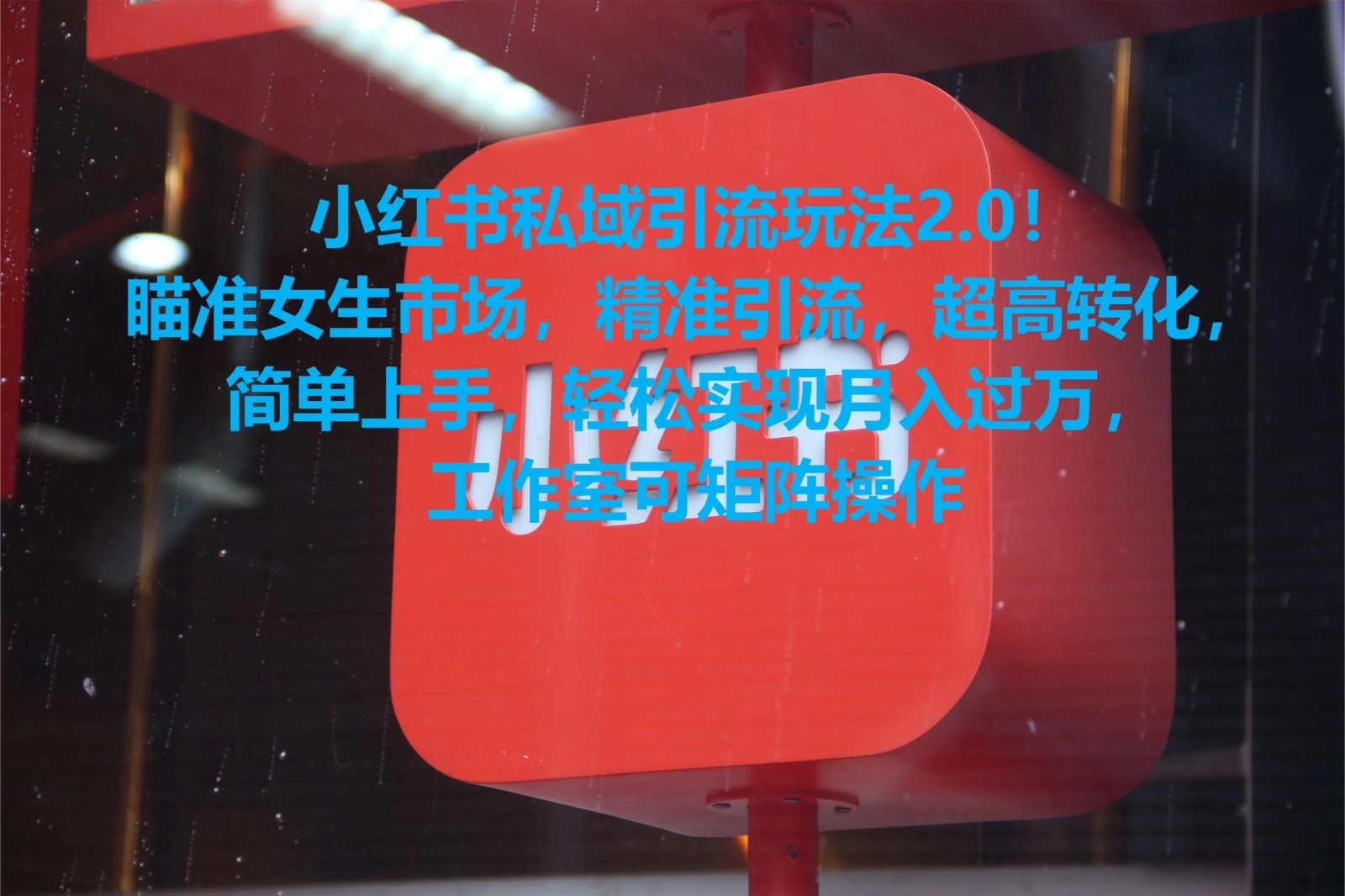 小红书私域引流玩法2.0！瞄准女生市场，精准引流，超高转化，简单上手，轻松实现月入过万，工作室可矩阵操作-轻创副业圈