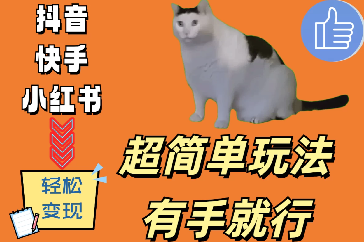 超简单玩法，有手就行，靠猫咪视频日入500+-轻创副业圈