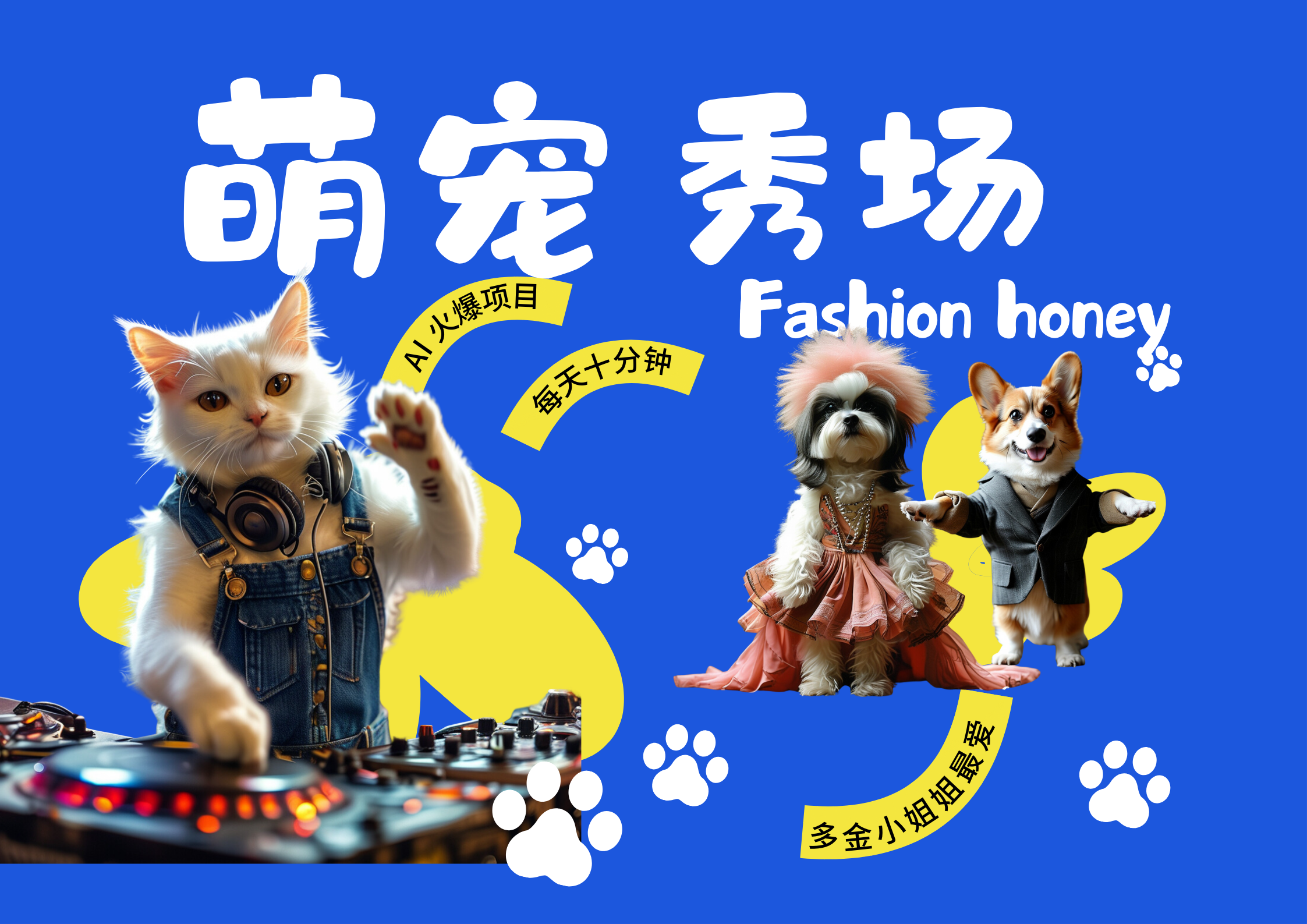 AI热门爆款项目玩转AI，酷飒动物跳舞走秀，时尚喵FASHION汪，多金小姐姐最爱的，轻松月入破W-轻创副业圈