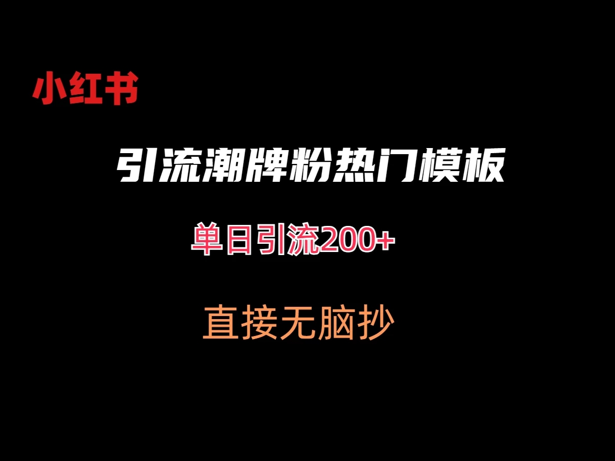 最新小红书无脑套模板单日引流200+潮牌粉-轻创副业圈