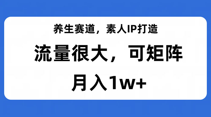 养生赛道，素人IP打造，流量很大，可矩阵，月入1w+-轻创副业圈