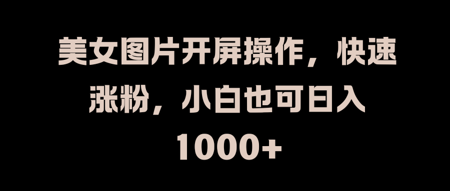 美女图片开屏操作，快速涨粉，小白也可日入1000+-轻创副业圈