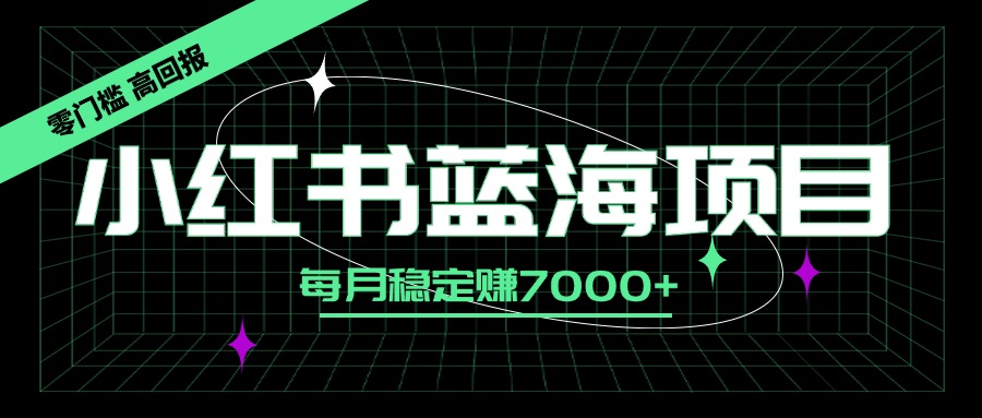 小红书蓝海项目，零门槛、高回报，每月稳定赚7000+-轻创副业圈