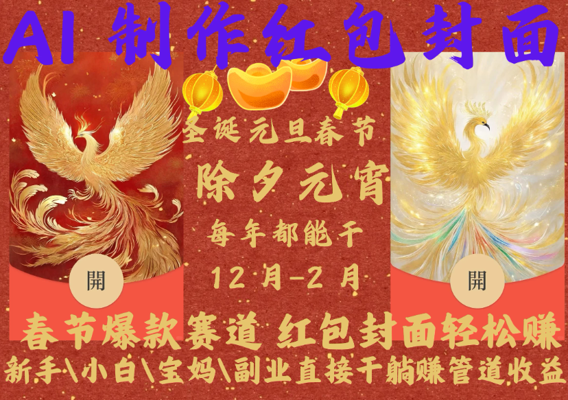 AI红包终于来了，你春节放假，红包封面还在帮你赚米！内含11种公域引流裂变+私域裂变实操，一个假期轻松3W 抓紧冲！-轻创副业圈