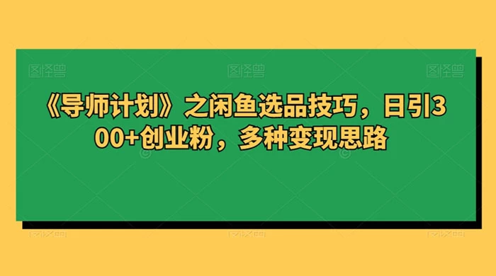 闲鱼选品技巧，日引 300+ 创业粉，多种变现思路-轻创副业圈