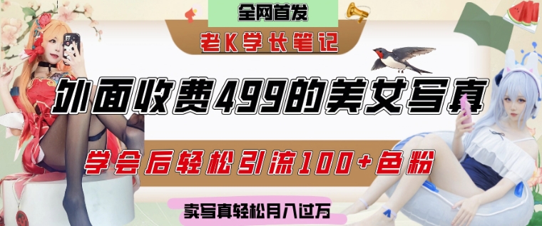 外面收费499的美女写真制作技术，学会后轻松引流S粉变现，日引100+S粉，轻松月入过W-轻创副业圈