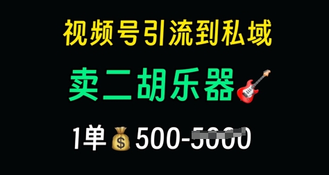 视频号引流到私域卖二胡乐器，1单利润5张，长期稳定项目-轻创副业圈