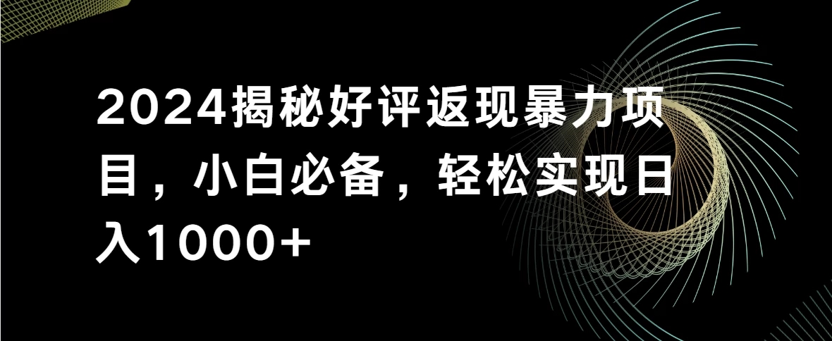 2024揭秘好评返现暴力项目，小白必备，轻松实现日入1000+-轻创副业圈
