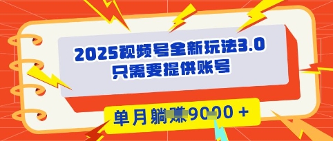 2025年视频号全新玩法3.0，操作爆款门槛低， 团队赋能，单月入9k-轻创副业圈