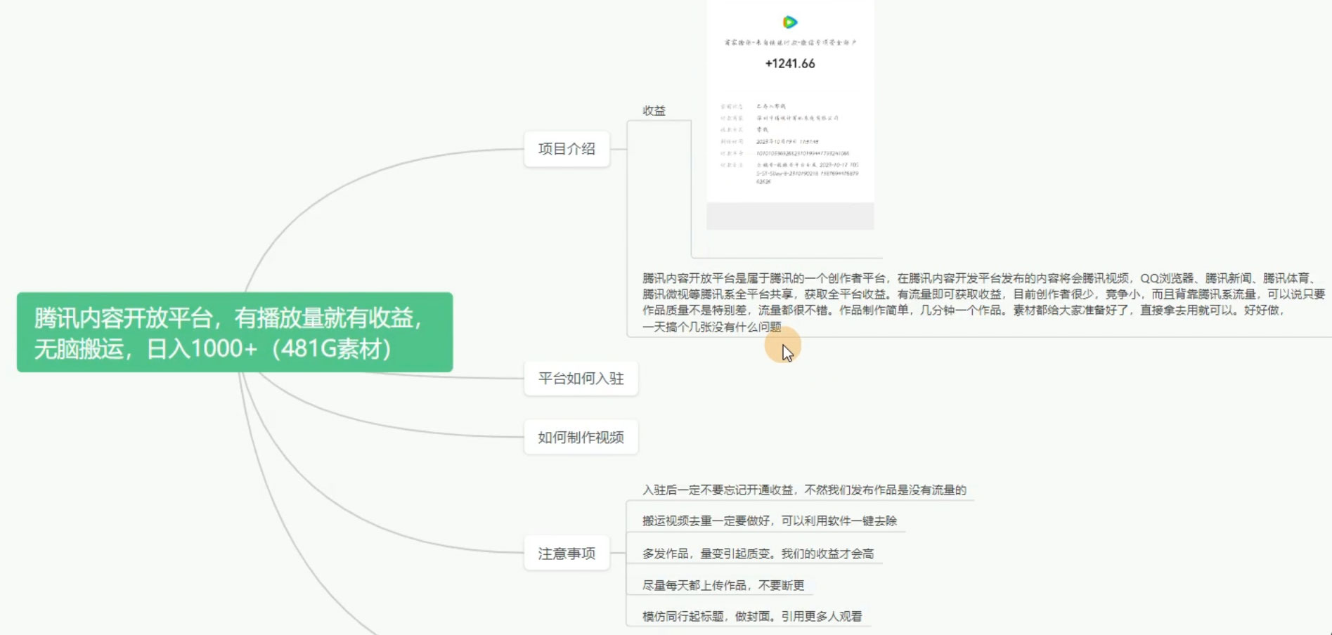 腾讯系流量变现，有播放量就有收益，无脑搬运，日入 1000+（附 481G 素材）