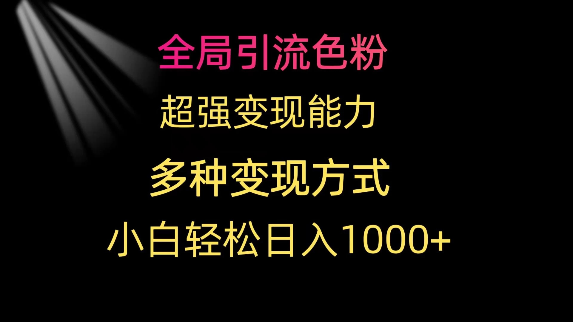 全局引流色粉 超强变现能力 多种变现方式 小白轻松日入1000+-轻创副业圈