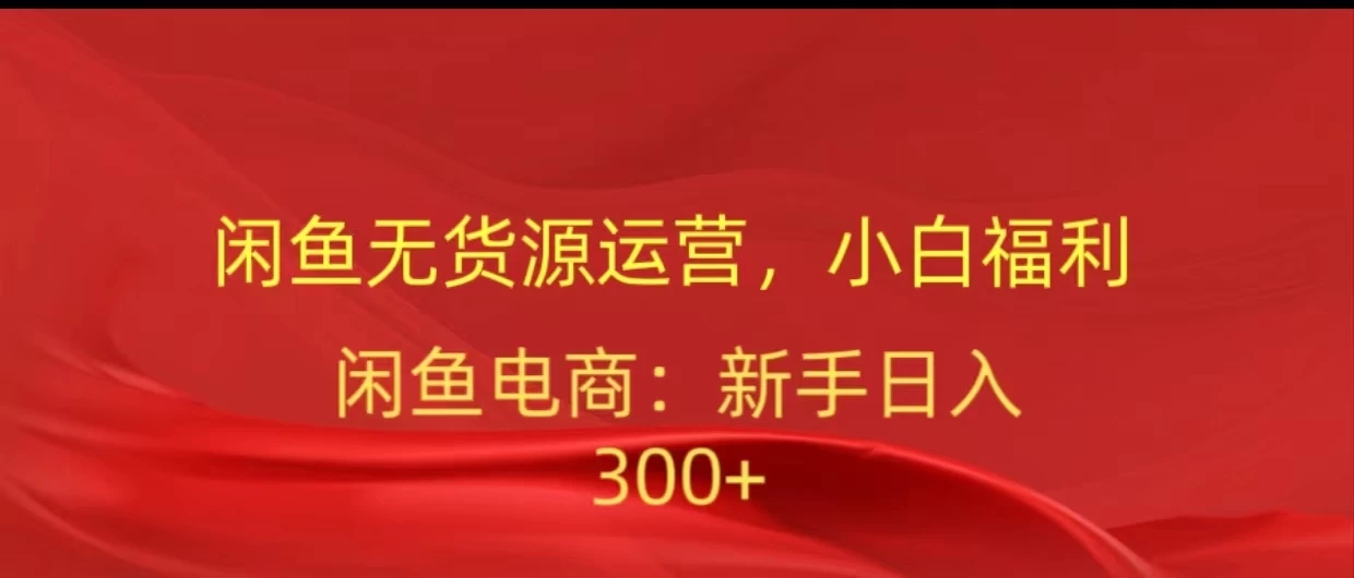 闲鱼无货源运营，小白福利，日入300+，轻松月入过万！-轻创副业圈