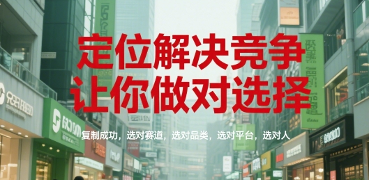 定位解决竞争，让你做对选择，复制成功，选对赛道，选对品类，选对平台，选对人-轻创副业圈