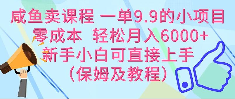 咸鱼卖课程 一单9.9的小项目  零成本  轻松月入6000+新手小白可直接上手（保姆级教程）-轻创副业圈