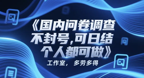 国内问卷调查，不封号，可日结，多劳多得，工作室，个人都可做-轻创副业圈