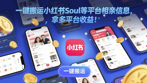 一键搬运小红书Soul等平台相亲信息，拿多平台收益!-轻创副业圈
