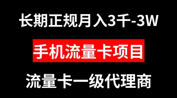 手机流量卡代理月入 3000-3w 长期正规项目-轻创副业圈
