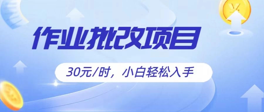 作业批改项目30元/时，小白轻松入手，非常的简单-轻创副业圈