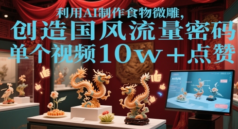 利用AI制作食物微雕，创造国风流量密码，单个视频10w+点赞-轻创副业圈
