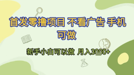 首发零撸项目 不看广告 手机可做 新手小白可以做 月入3k+【揭秘】-轻创副业圈