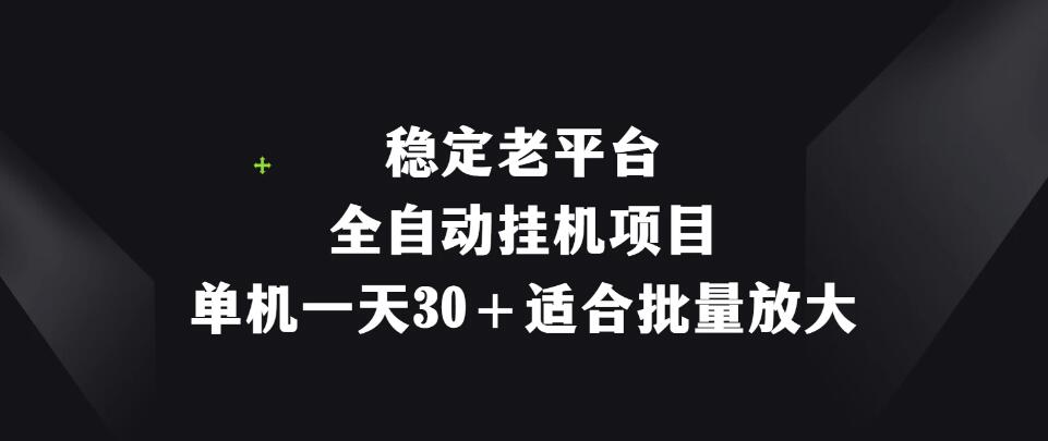 稳定老平台，全自动挂机项目，单机一天30＋适合批量放大-轻创副业圈