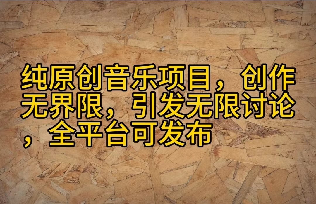 纯原创音乐项目，创作无界限，引发无限讨论，全平台可发布-轻创副业圈
